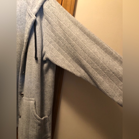 Gray Fleece Hooded Cardigan Cozy Sweater Jacket Coat Size 8 Medium - Picture 7 of 11